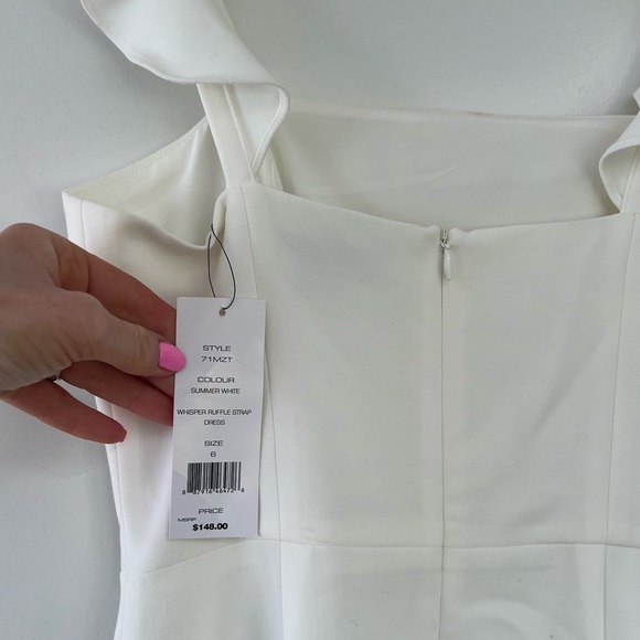NWT French Connection WHITE Ruffle strap dress! graduation/bachelorette! - Picture 5 of 10